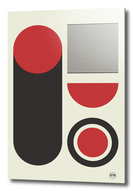 Bauhaus red black circle and square composition
