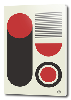 Bauhaus red black circle and square composition