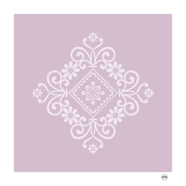 Pink square mandala with flowers