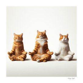 Three cats meditating