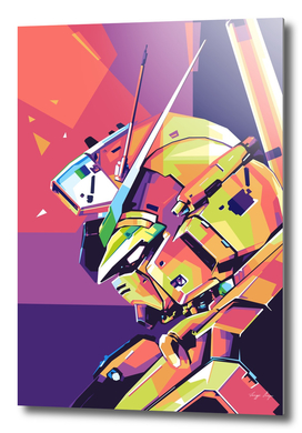 anime robot in pop art
