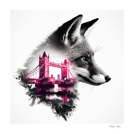 Fox silhouette and Tower Bridge