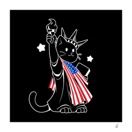 American Flag Liberty Statue Cat