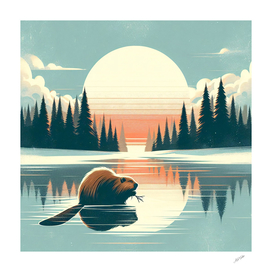 Forest Beaver at a Lake