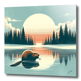 Forest Beaver at a Lake