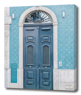 The blue door nr. 9 in Lisbon, Portugal - travel photography