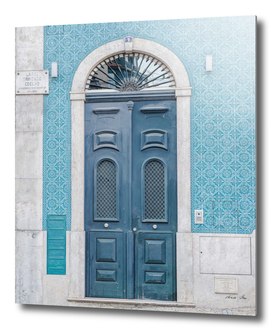 The blue door nr. 9 in Lisbon, Portugal - travel photography