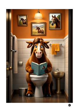 Horse on toilet