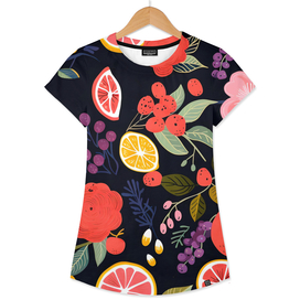 chic fruits and florals in vibrant color