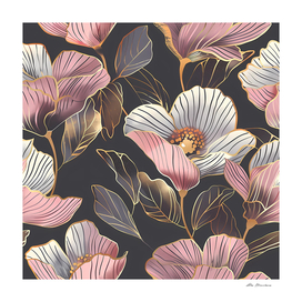 Rose Gold flower seamless pattern