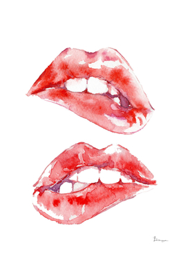 Biting lips