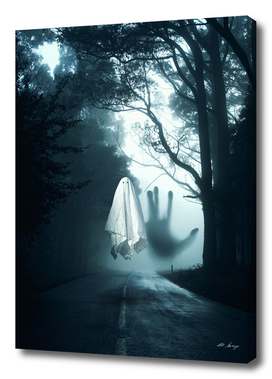 Ghost Halloween In The Dark Road