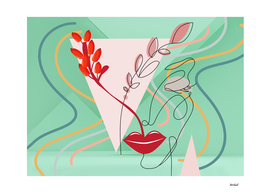 Girl With Cherry Lips Art Deco Style Abstract