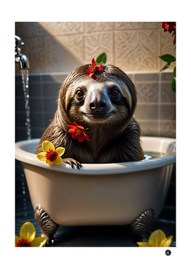 sloth bathroom and rose flower