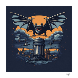Bat in the dark sky