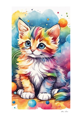 Cute watercolor cat