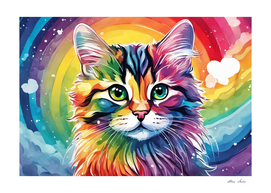 Cute watercolor cat poster