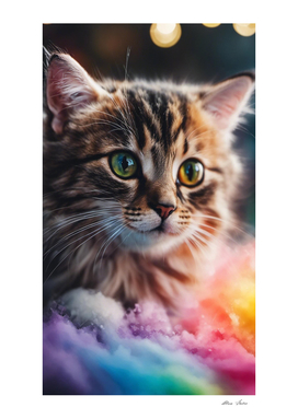 Cat with rainbow colors
