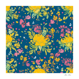 Beautiful Yellow Flowers Pattern Floral Poster