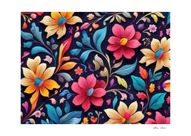 Colorful Floral Poster With Purple Flowers