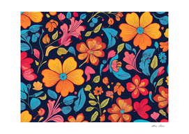 Colorful Floral Poster With Orange Flowers