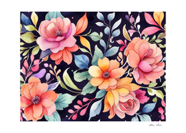 Flowers pattern watercolor floral