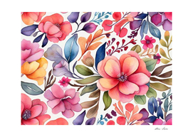 Beautiful Floral Pattern Watercolor Flowers Poster