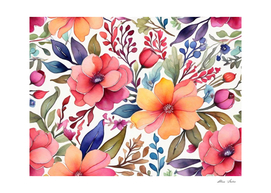 Watercolor Flowers Beautiful Floral Pattern Floral Poster