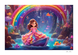 Cute Princess in Colorful Ocean Fantasy Fairy Tale Poster