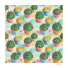 colorful watercolor cacti
