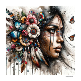 Watercolor Native American Woman #2