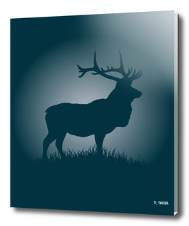 Moose silhouette in minimalist style.