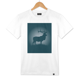 Moose silhouette in minimalist style.