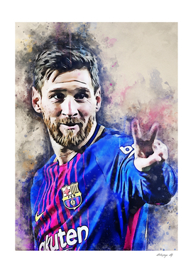 Leonel Messi splash watercolor