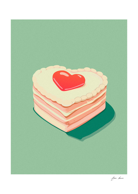 vintage heart-shaped cake