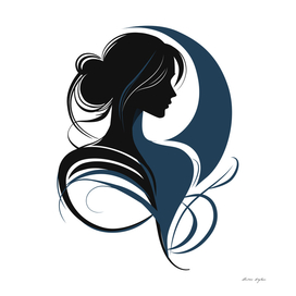 Female silhouette wavy lines