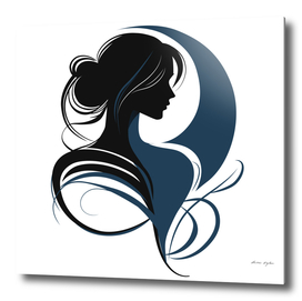 Female silhouette wavy lines