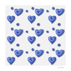 blue knitted hearts
