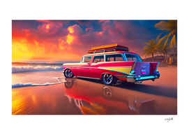 57 Chevy Wagon on the Beach