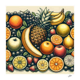 Harvest Symphony: An Illustrative Fruit Ensemble
