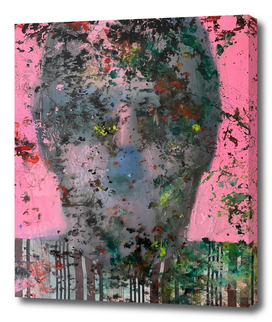 abstracted face in pink by Gela Mikava