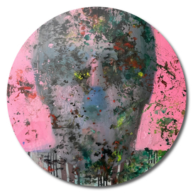 abstracted face in pink by Gela Mikava