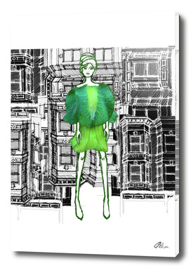 Green Cup Saucer Vine Fashion Illustration