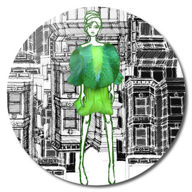 Green Cup Saucer Vine Fashion Illustration