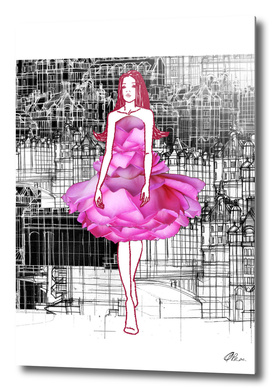 Rose Dress fashion Illustration.