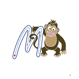 Animal alphabet, letter M: monkey