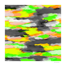 watercolor camouflage painting abstract in green orange