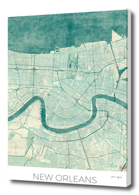 New Orleans Map Blue
