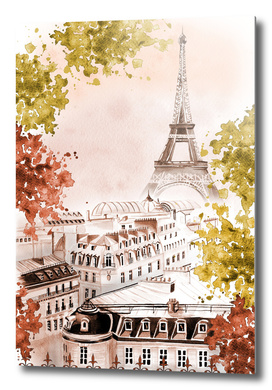 city Paris watercolor