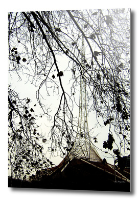 Arts Centre Tower and winter trees, Melbourne